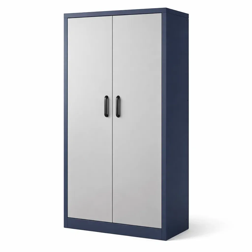 Garage storage cabinet Metal Steel Grey and Blue-furonix