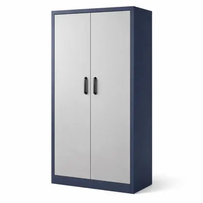 Garage storage cabinet Metal Steel Grey and Blue-furonix