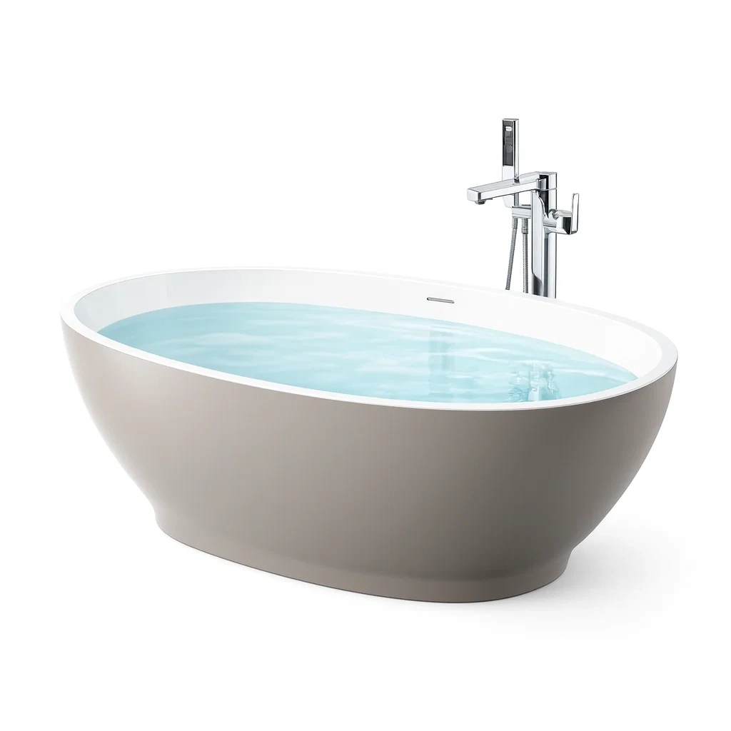 Freestanding bathtub Oval Acrylic White/Grey 170x80x60cm-furonix