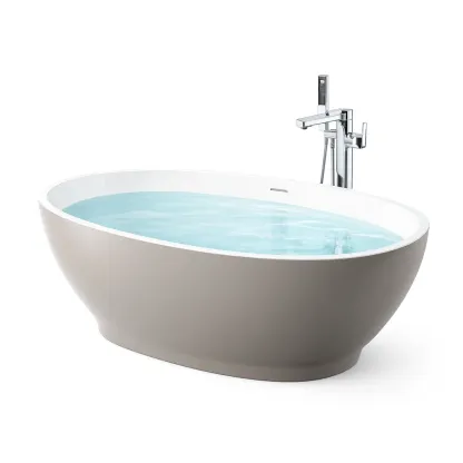 Freestanding bathtub Oval Acrylic White/Grey 170x80x60cm-furonix