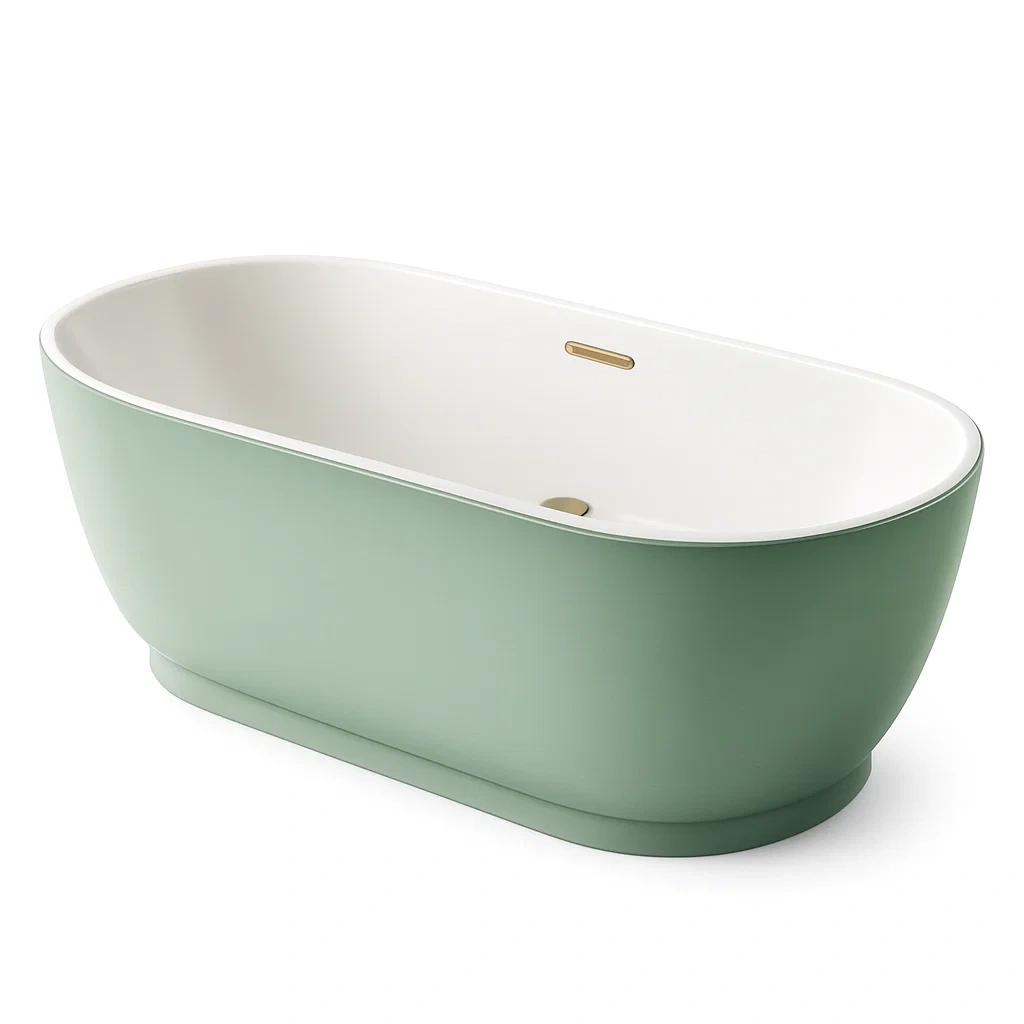 Freestanding bathtub Oval Green Acrylic-furonix