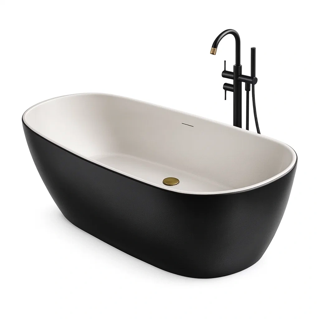 Freestanding bathtub Oval Black White Acrylic-furonix