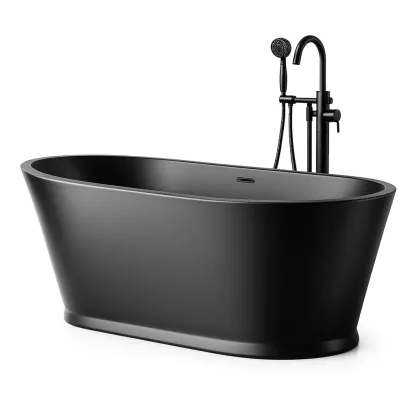 Freestanding bathtub Black Acrylic with Shower Set-furonix