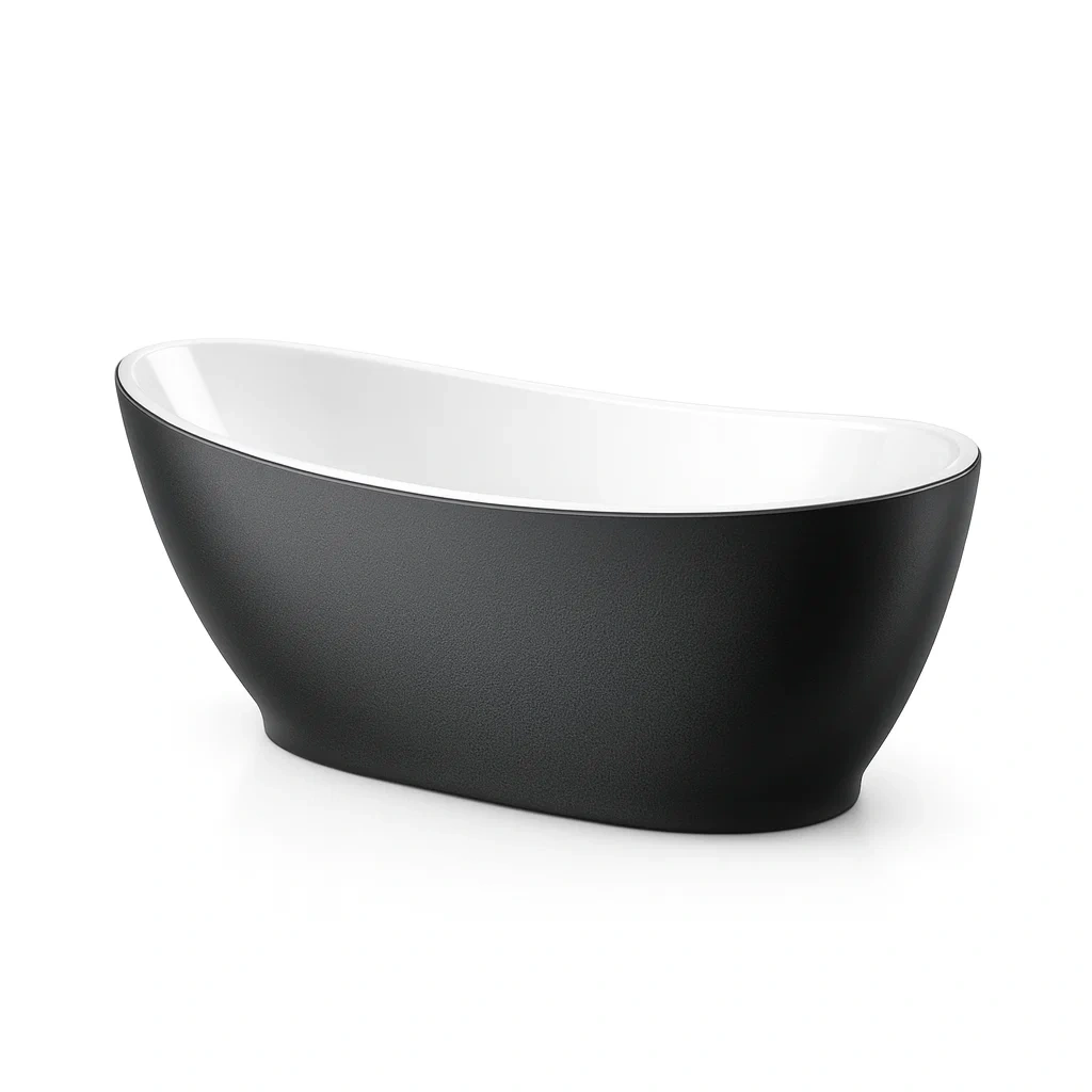 Freestanding bathtub Black and White Acrylic Oval-furonix