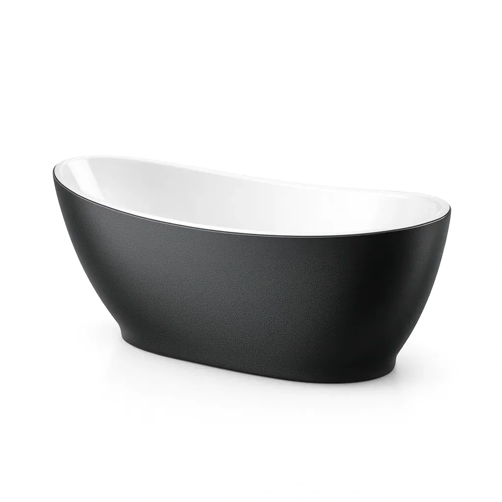 Freestanding bathtub Black and White Acrylic Oval-furonix