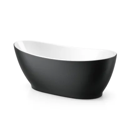 Freestanding bathtub Black and White Acrylic Oval-furonix