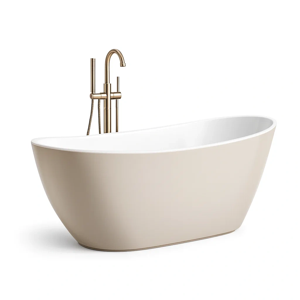 Freestanding bathtub Beige Acrylic Oval-furonix