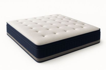 Queen Size Foam Mattress Polyester Beige Blue 200cm x 150cm x 25cm
