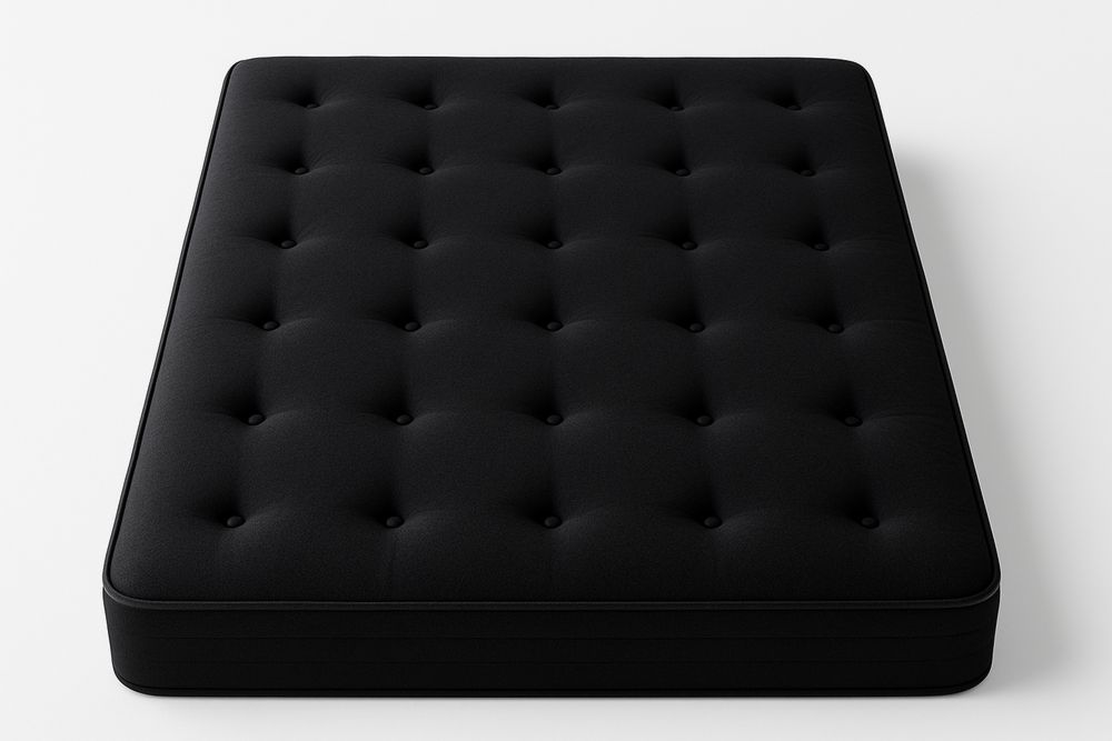 Black Rectangular Quilted Polyester Foam Mattress 190cm x 90cm x 20cm