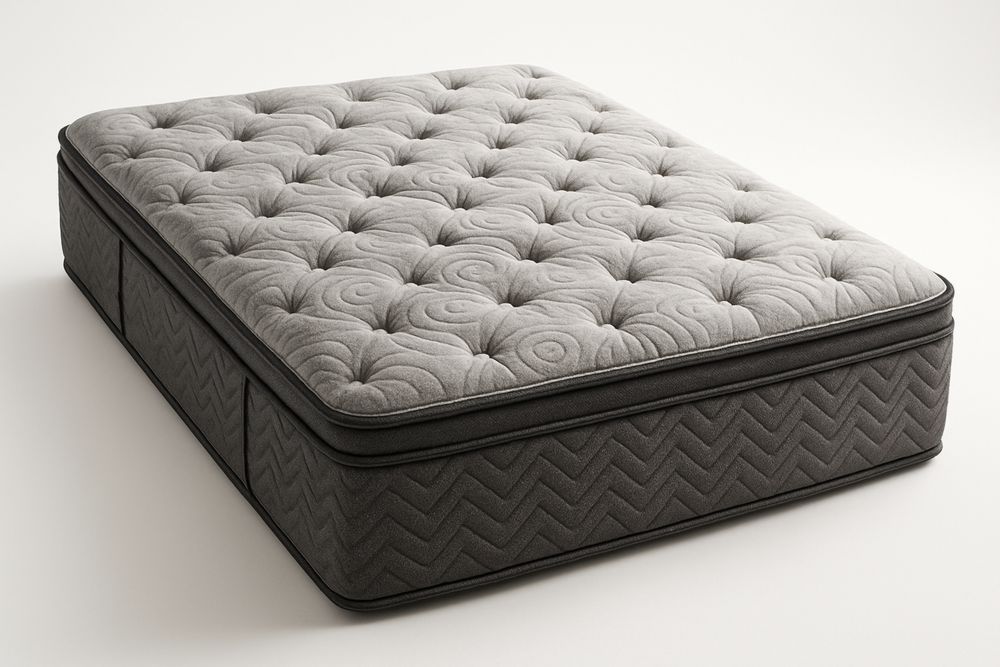 Queen Size Pillow Top Mattress Grey Memory Foam Spring Hybrid 203cm x 152cm