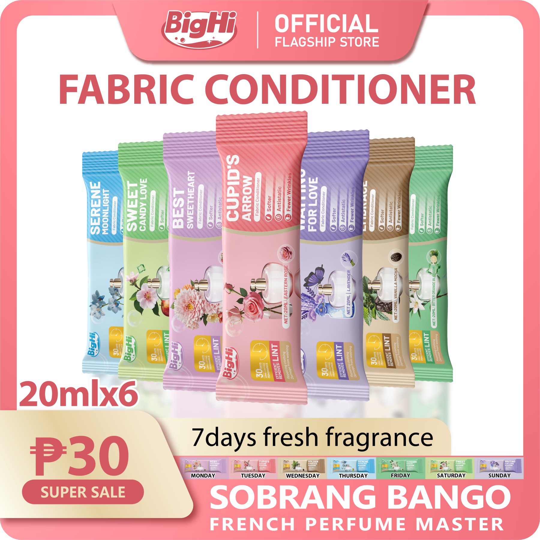 BigHi 20MLx6 Fabric Conditioner Cupid's Arrow Eastern Rose Scent