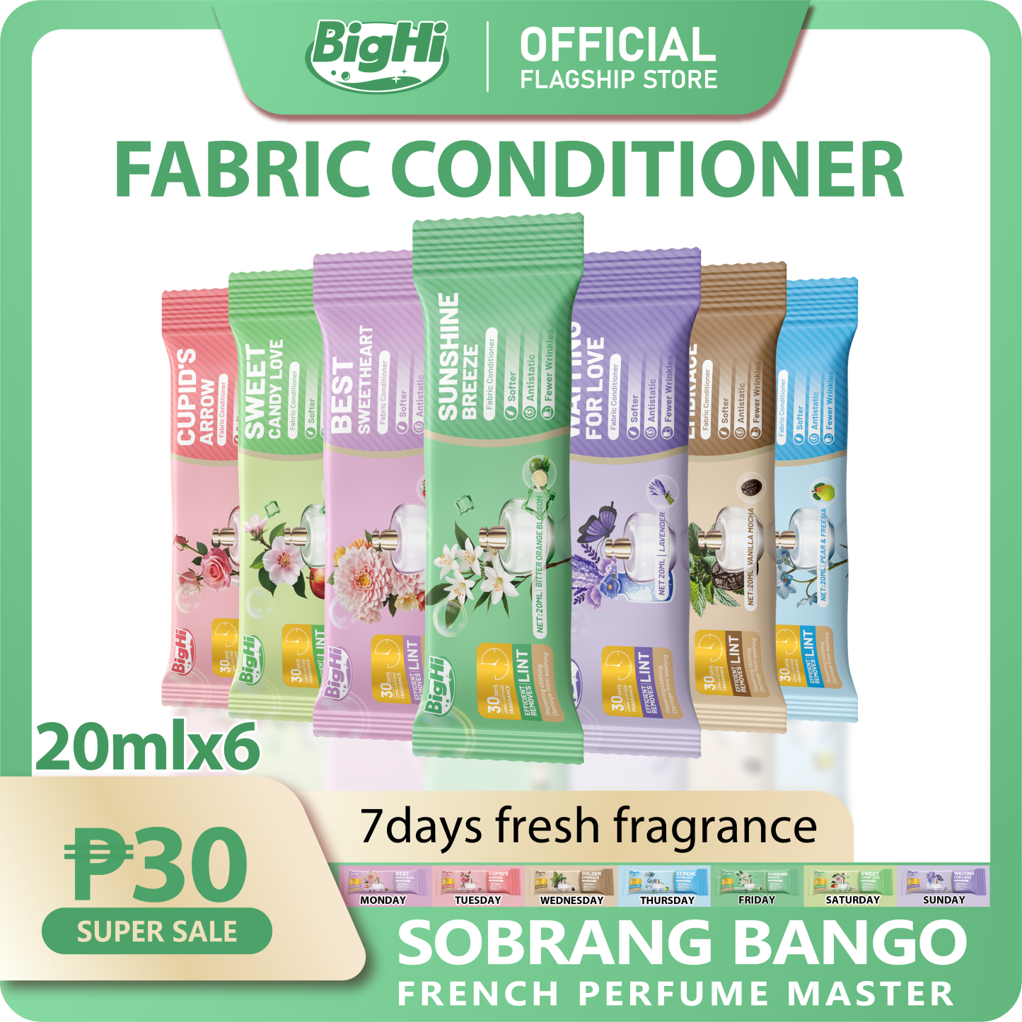 BigHi 20MLx6 Fabric Conditioner Sunshine Breeze Bitter Orange Blossom Scent