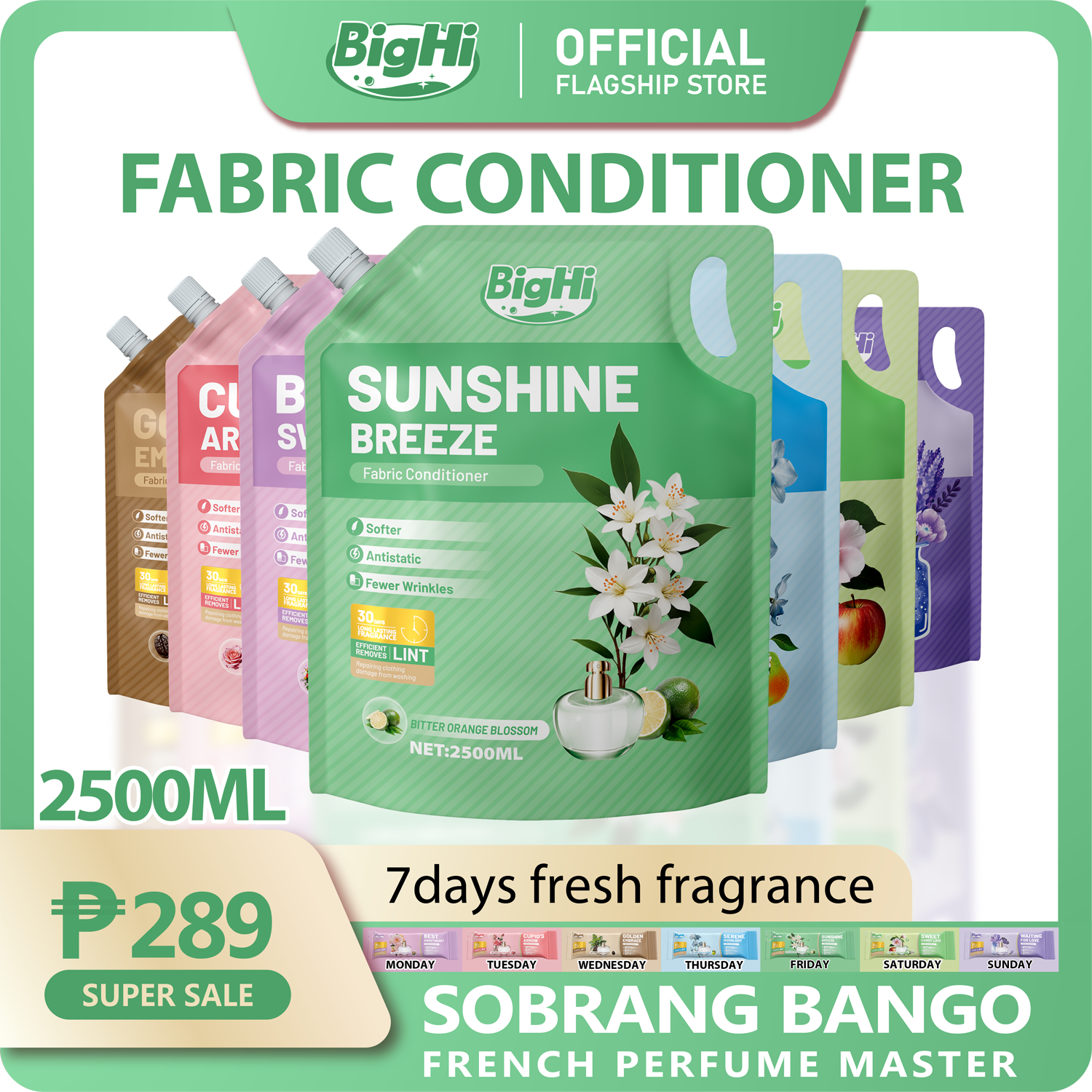 BigHi 2500ML Fabric Conditioner Sunshine Breeze Bitter Orange Blossom Scent