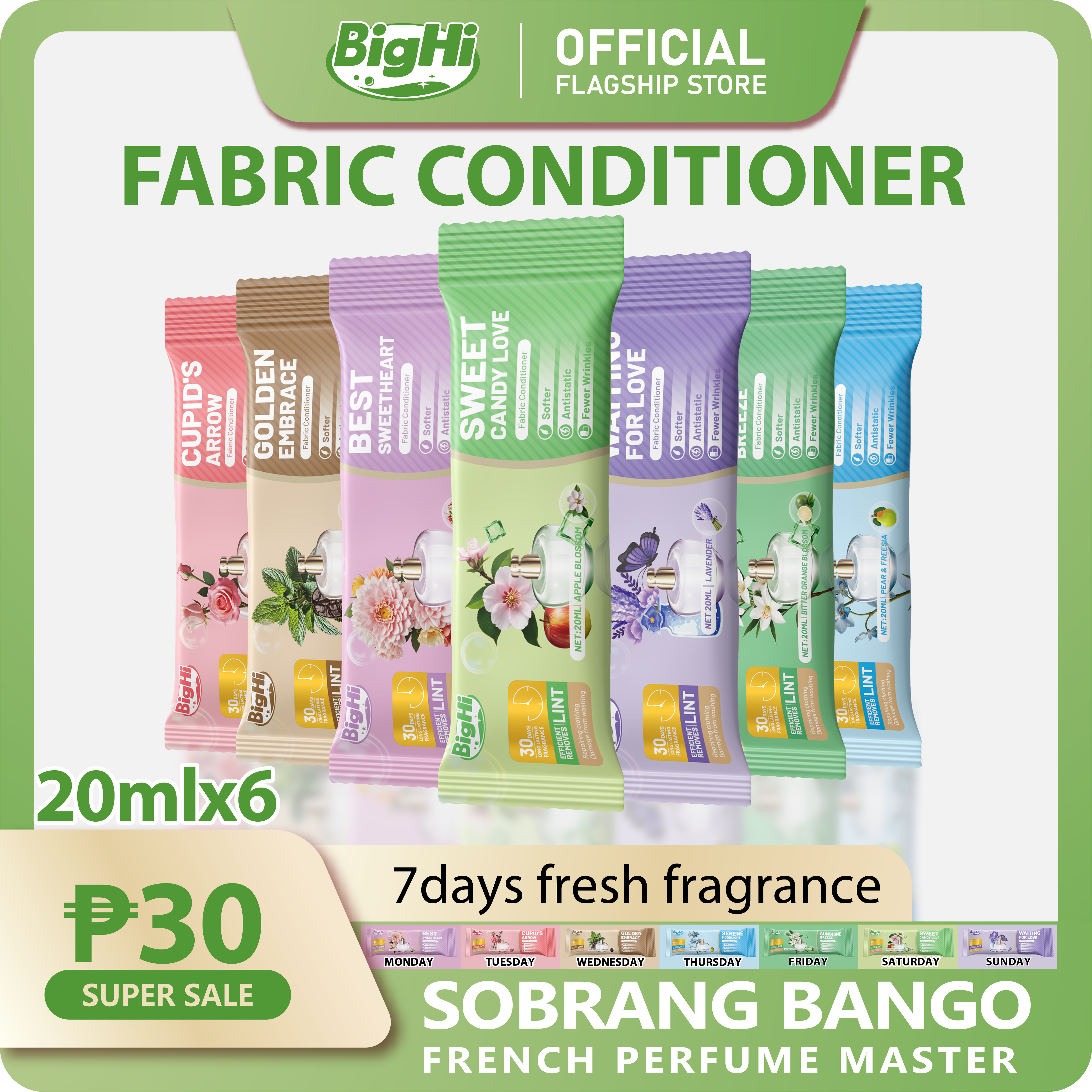 BigHi 20MLx6 Fabric Conditioner Sweet Candy Love Apple Blossom Scent