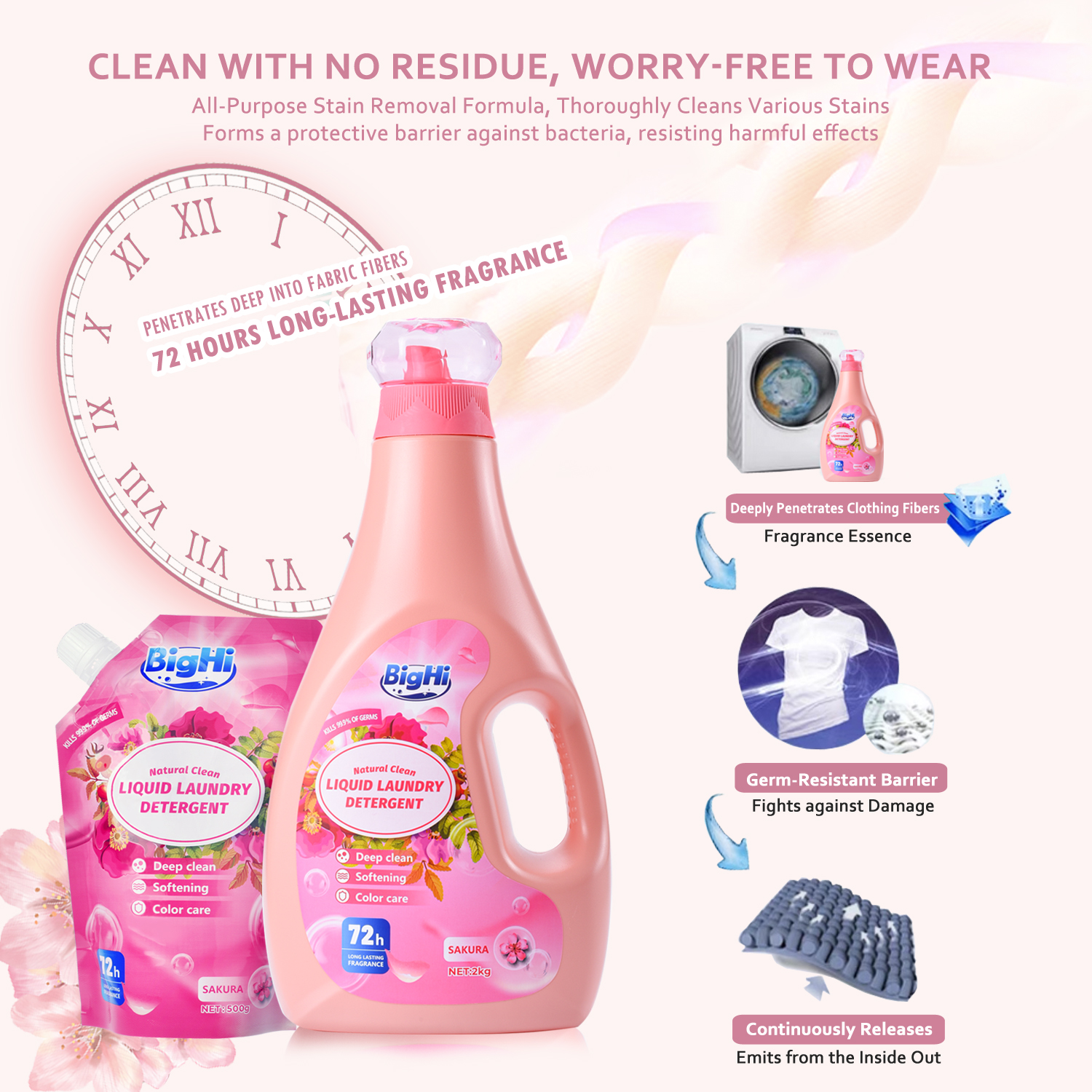 BigHi 500G Liquid Laundry Detergent Sakura Scents