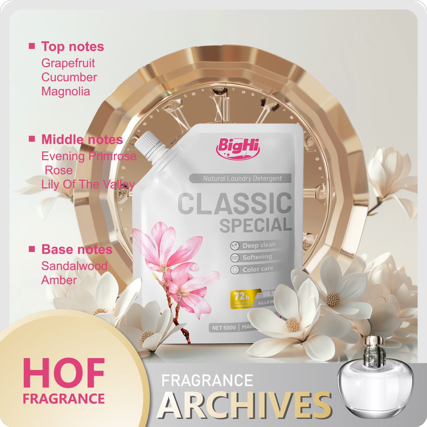 BigHi 500G Liquid Laundry Detergent Classic Special Magnolia Scents