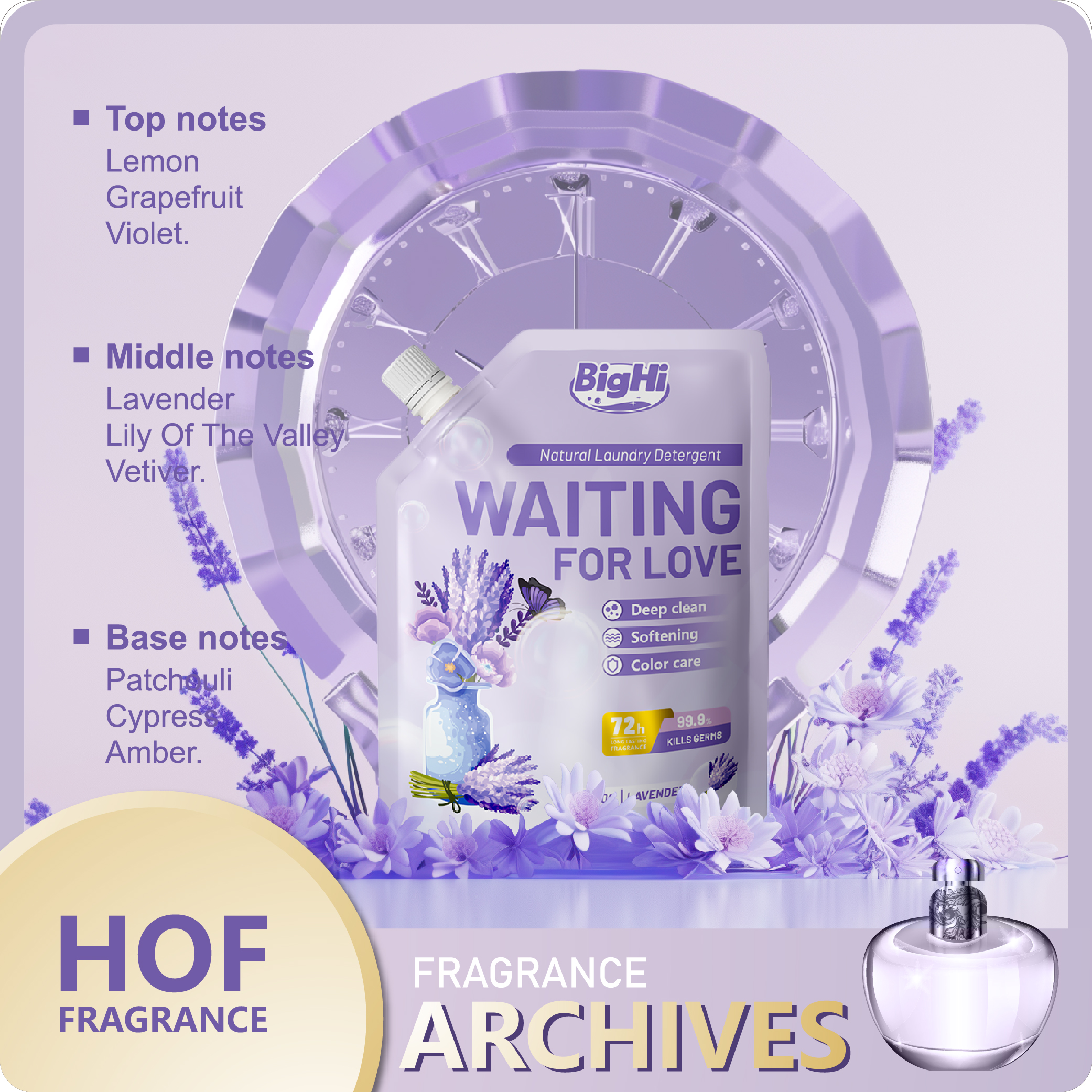 BigHi 500G Liquid Laundry Detergent Waiting For Love Lavender Scents