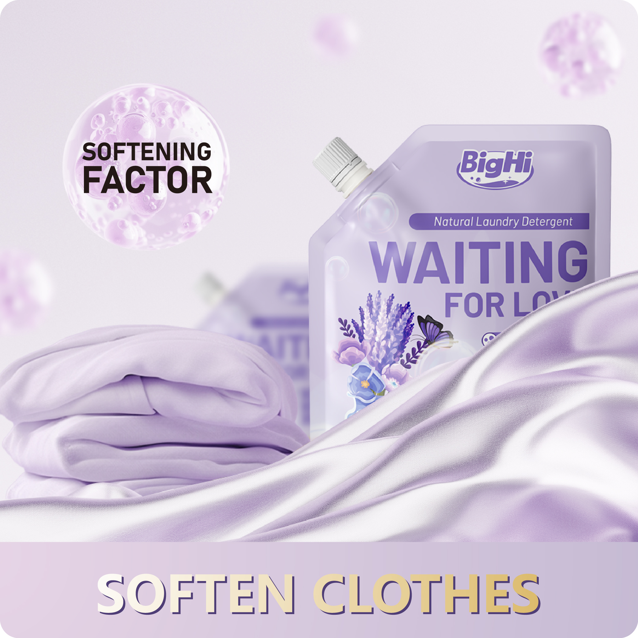 BigHi 500G Liquid Laundry Detergent Waiting For Love Lavender Scents