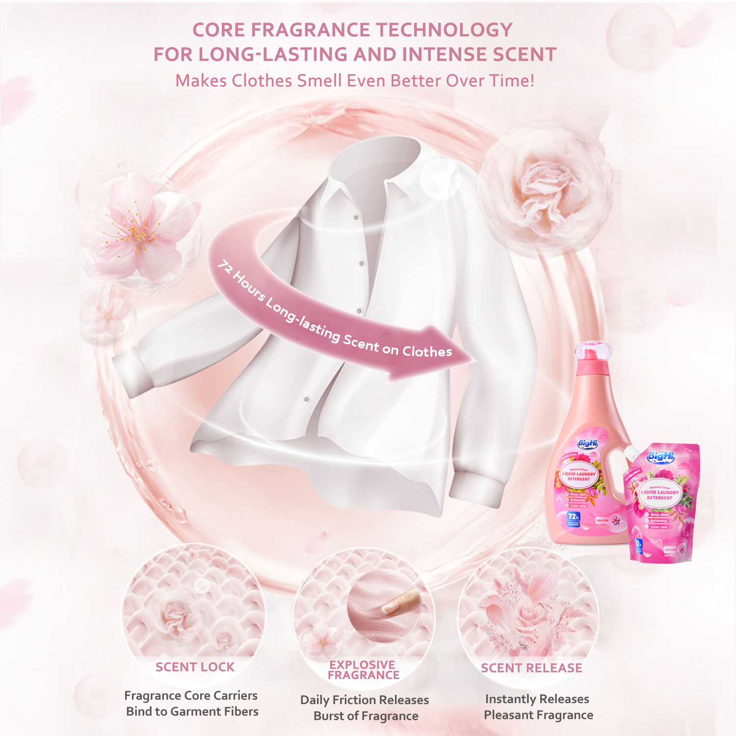 BigHi 500G Liquid Laundry Detergent Sakura Scents