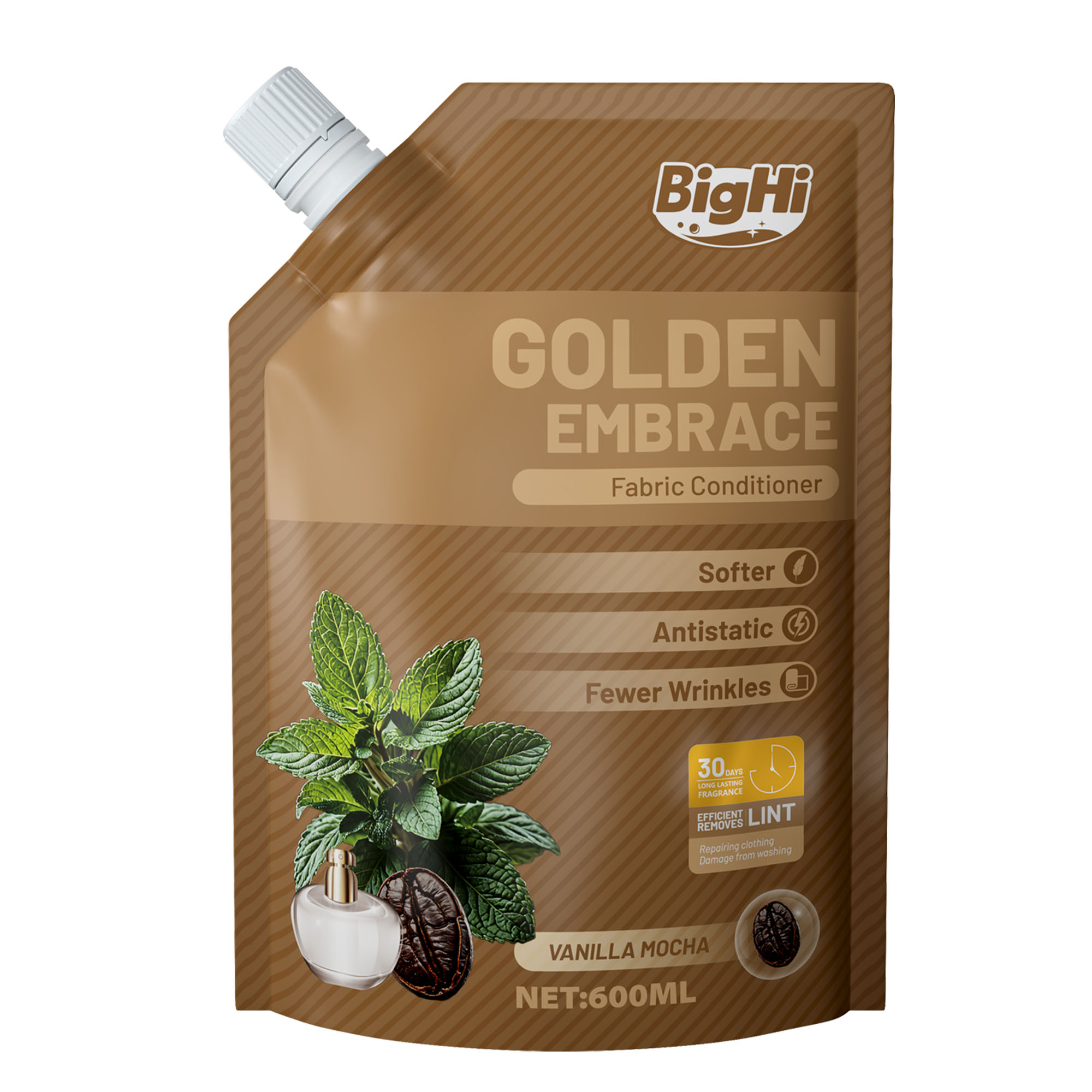 BigHi 600ML Fabric Conditioner Golden Embrace Vanilla Mocha Scent 