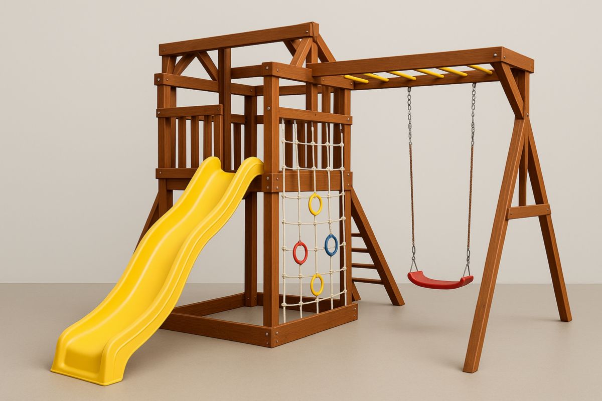 Wooden Outdoor Play Set with Slide and Swing Multi-colour-Giardinoincanto