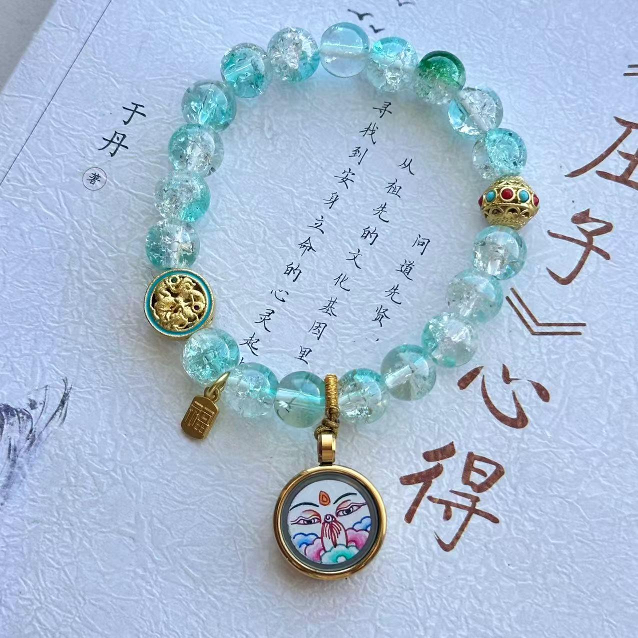 唐卡單圈-觀音-鼠-手串-｜修行守護唐卡珠寶?療癒隨身佩戴 唐卡修行療癒吊墜