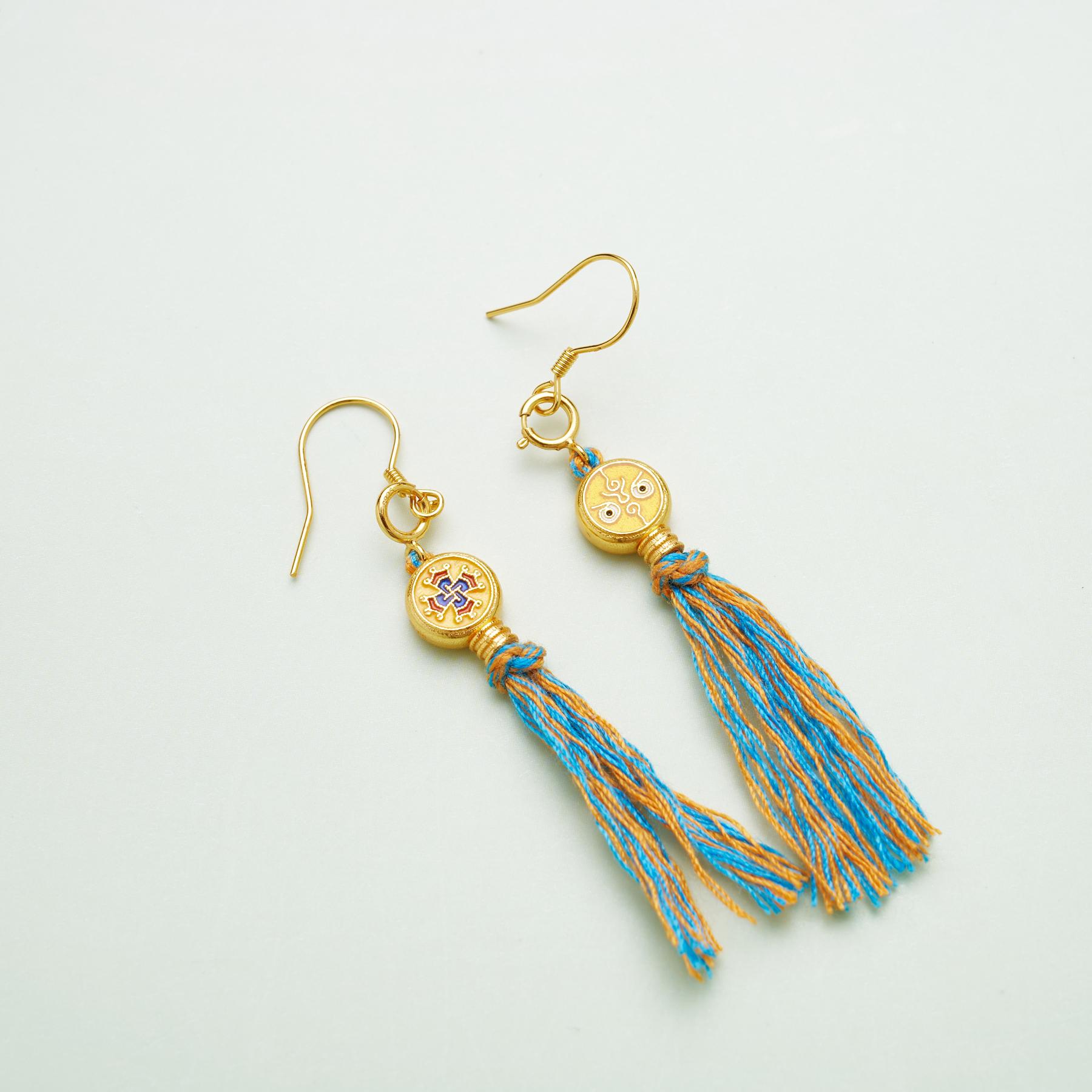 ds925銀耳墜-黃財神小耳鉤8-｜修行守護唐卡珠寶?療癒隨身佩戴 唐卡修行療癒吊墜