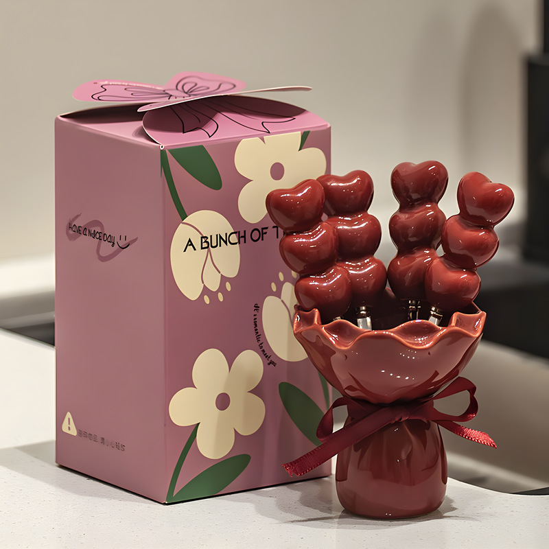 愛心花束套裝 | 陶瓷花束收納罐 | 愛心糖葫蘆不鏽鋼叉