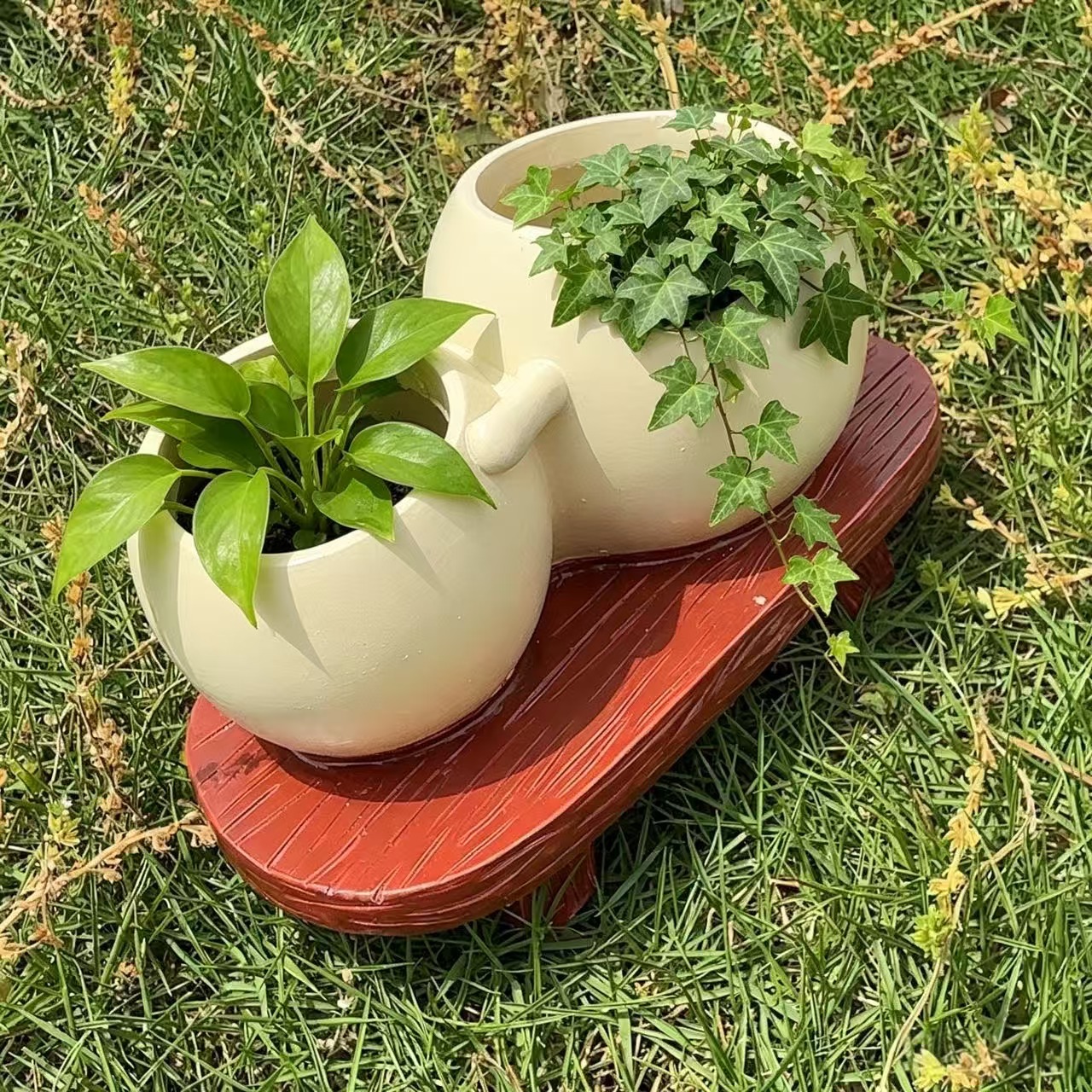 長椅閱讀時光｜多肉花盆