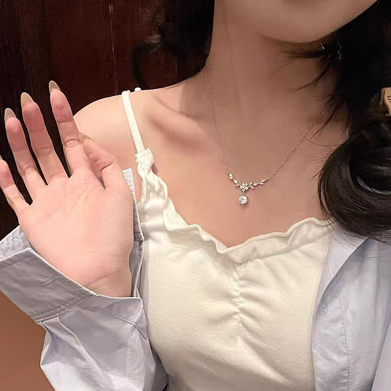 純銀繁花麥穗項鍊｜森系 ins 花枝月桂 輕奢鎖骨鏈 穗穗平安
