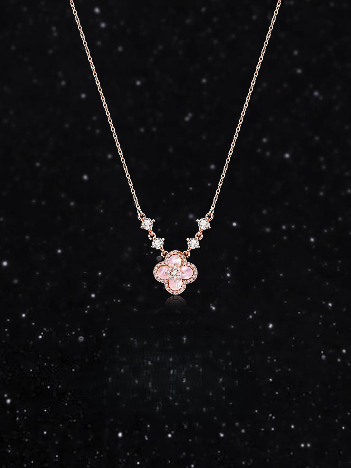 四葉草粉花細緻飾品｜柔和氣場日常配戴