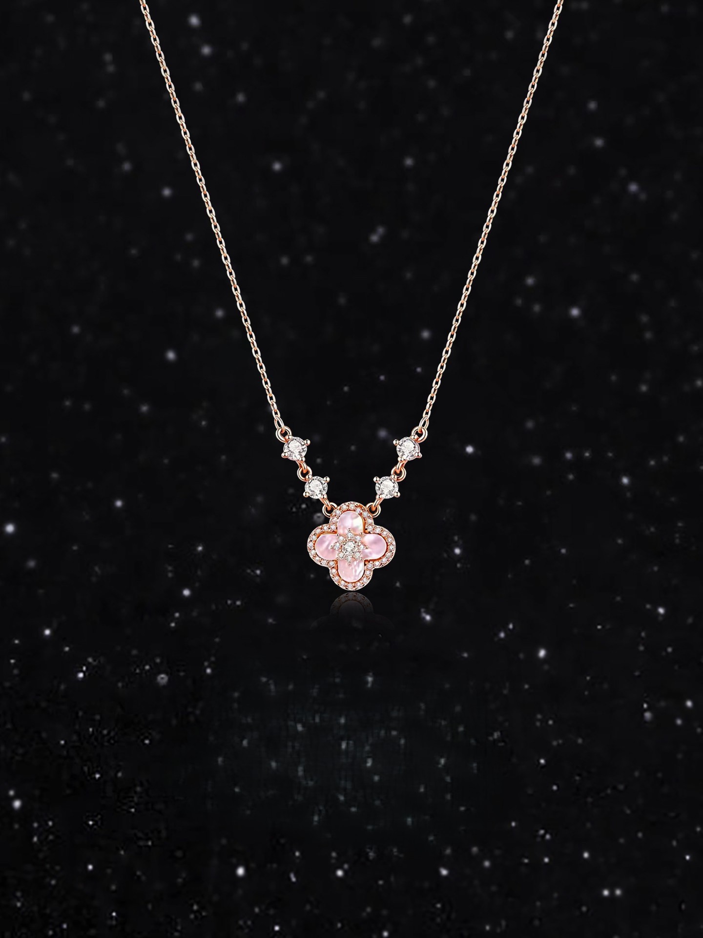 四葉草粉花細緻飾品｜柔和氣場日常配戴