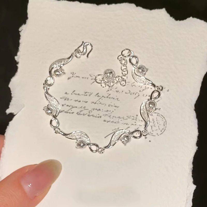 中式蘭花元素手鏈｜細緻線條小眾手飾