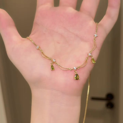 法式水滴流蘇細鏈手鍊｜優雅垂墜設計