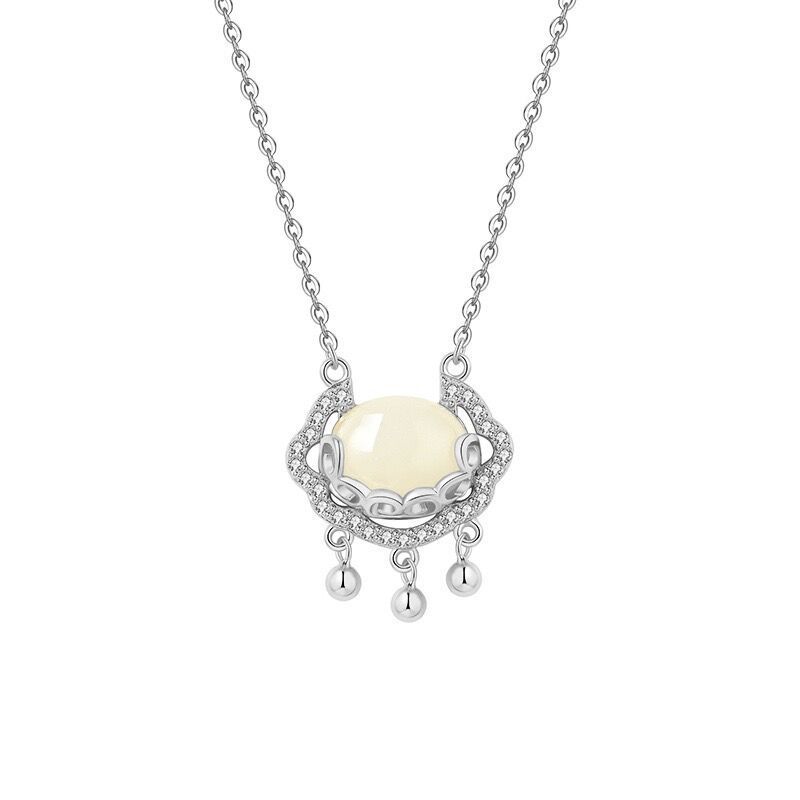 S925 純銀玉髓平安鎖項鍊 新中式吉祥平安鎖 招好運輕奢送禮女飾