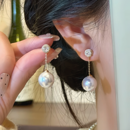 復古港風閃鑽珍珠流蘇耳環｜2025 新款 高級質感優雅氣質耳飾