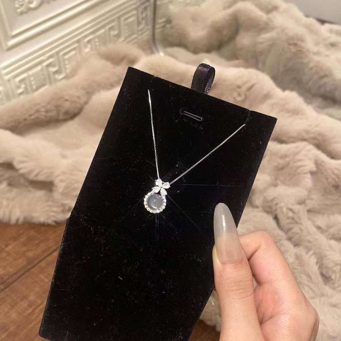 【高冰種白玉髓】S925純銀水滴項鍊 氣質輕奢女款鎖骨鏈