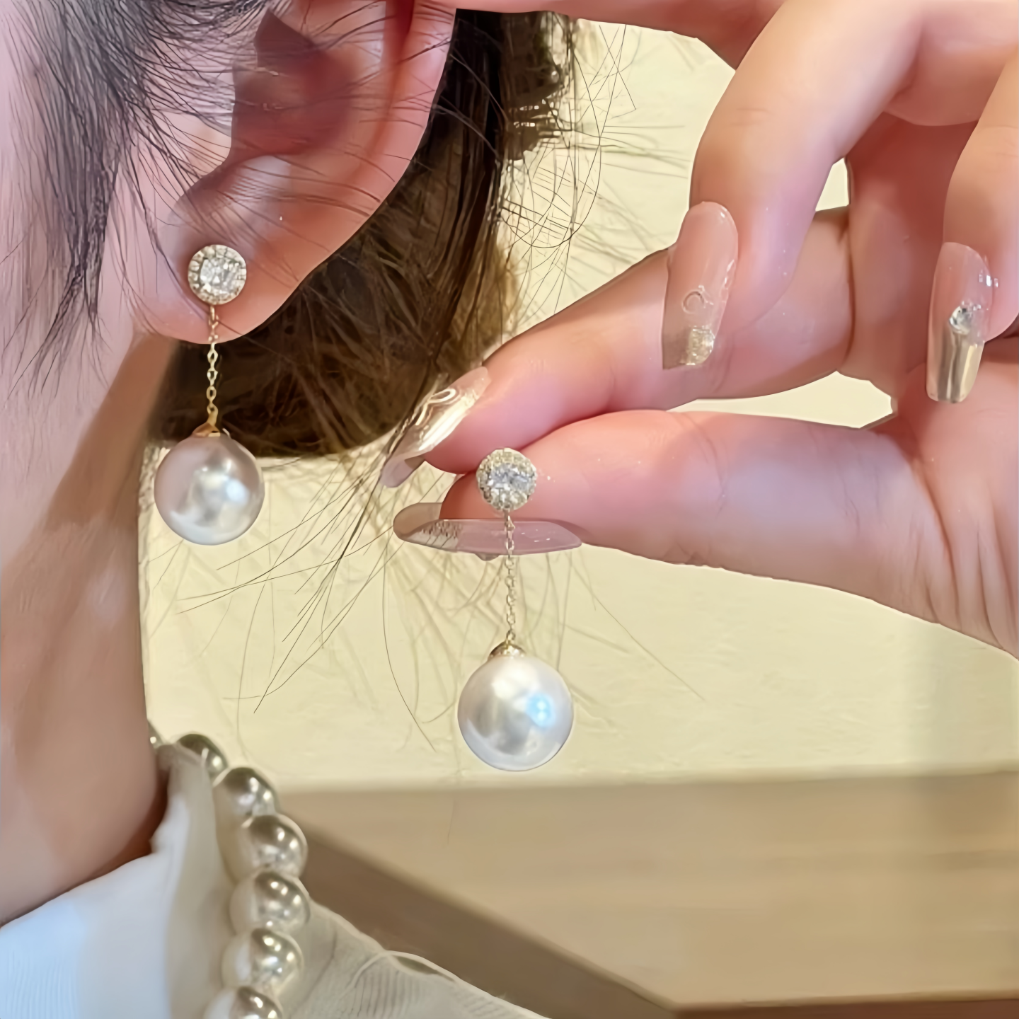 復古港風閃鑽珍珠流蘇耳環｜2025 新款 高級質感優雅氣質耳飾