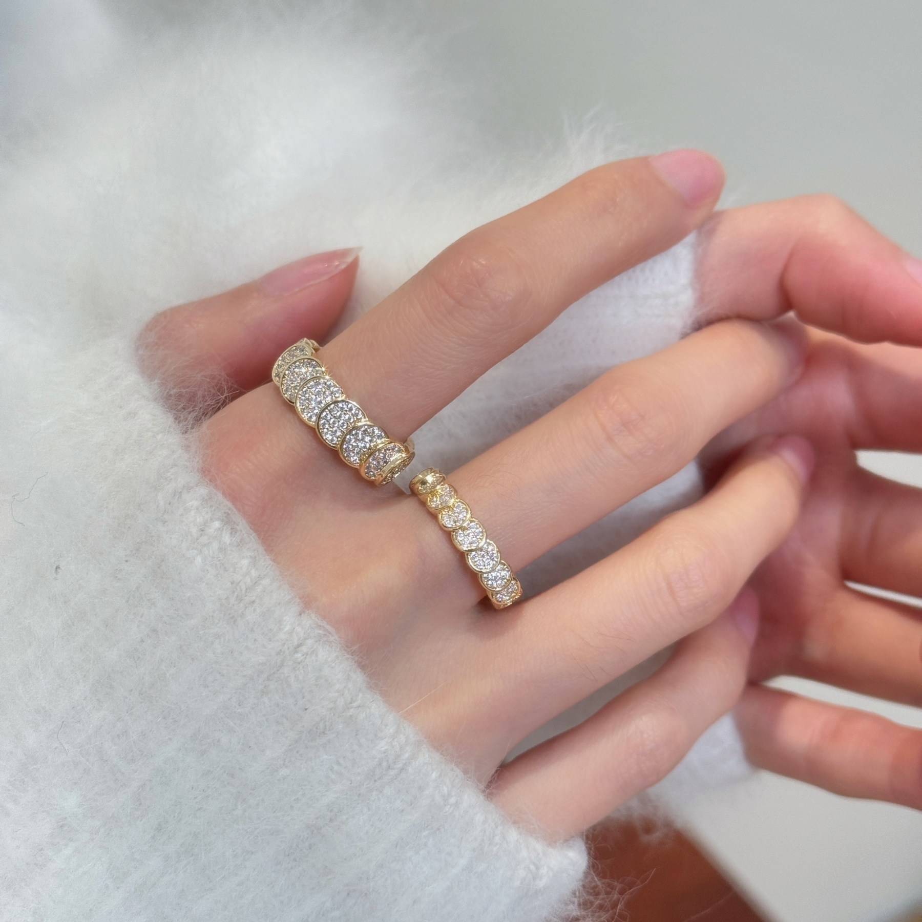 鱗片滿鑽開口指環｜2026 輕奢高級食指戒