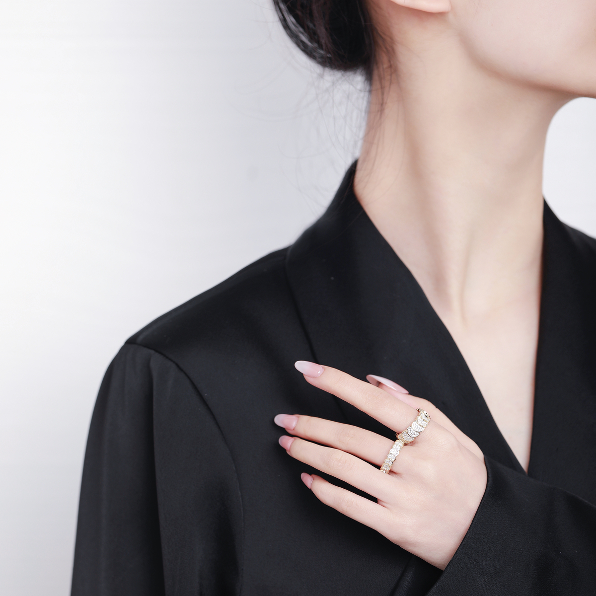 鱗片滿鑽開口指環｜2026 輕奢高級食指戒