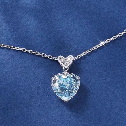 仙氣透亮藍色海洋之心鎖骨鏈 2026 新款輕奢氣質款