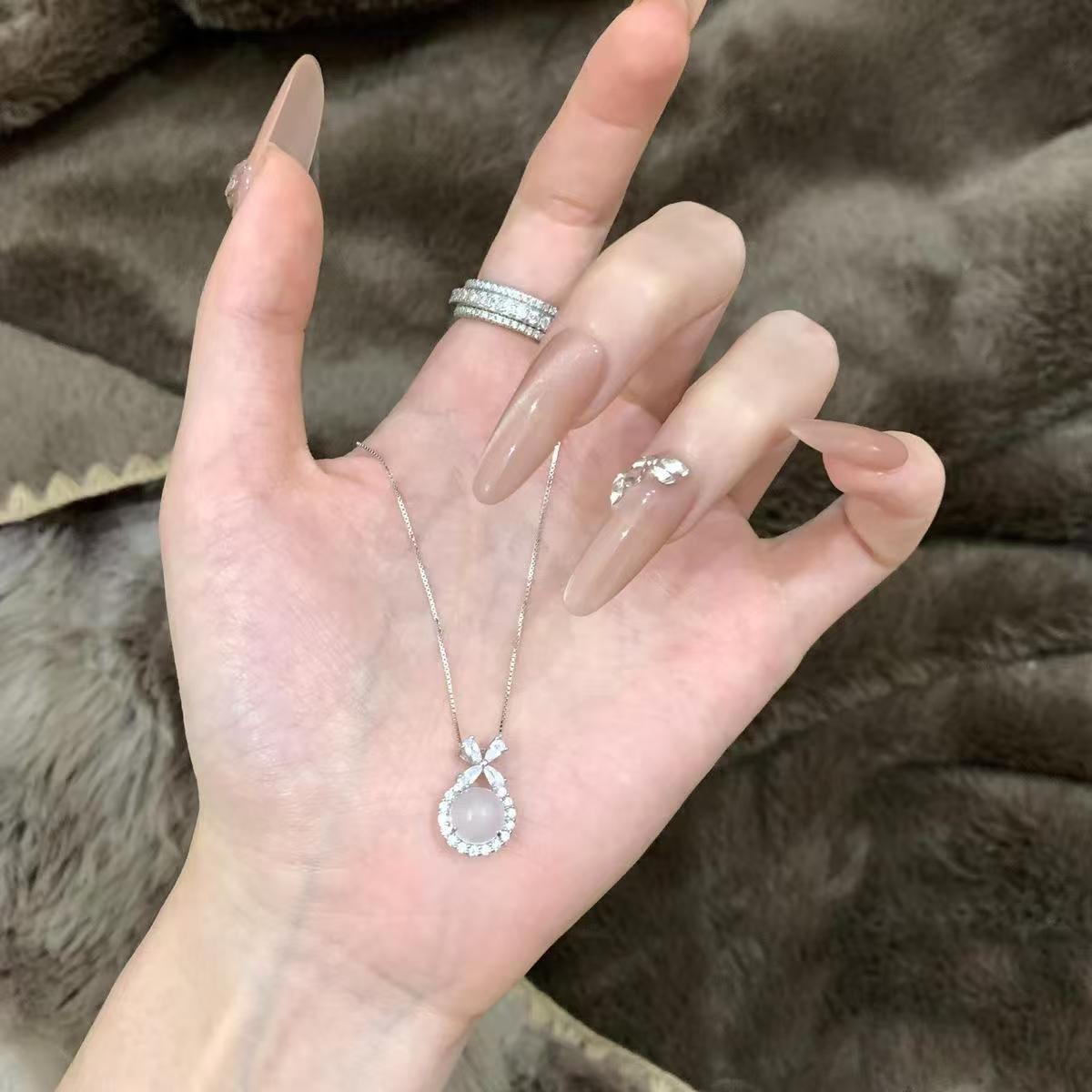 【高冰種白玉髓】S925純銀水滴項鍊 氣質輕奢女款鎖骨鏈