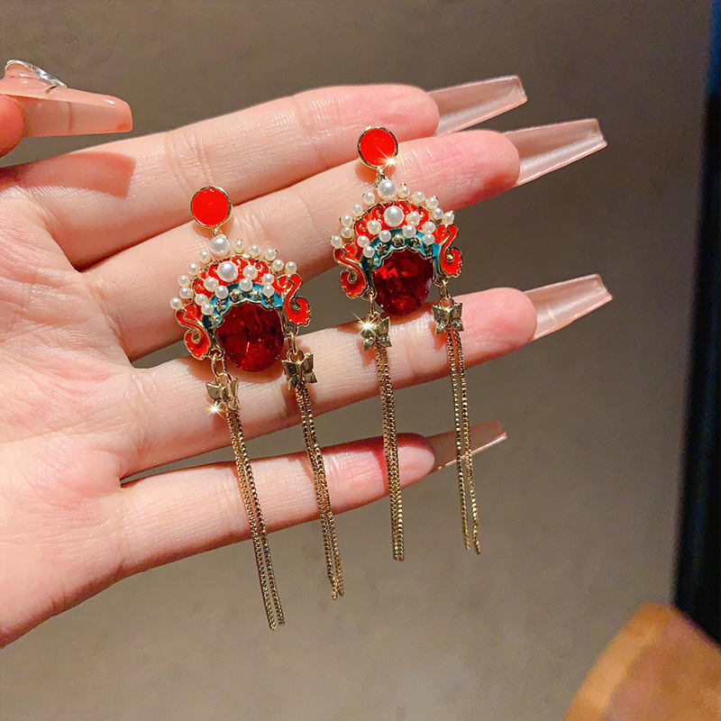 京劇臉譜流蘇耳環｜國潮輕奢復古