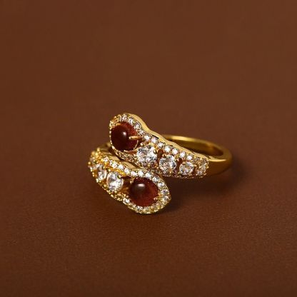 美拉德虎眼石蛇形開口指環｜2026 輕奢高級款