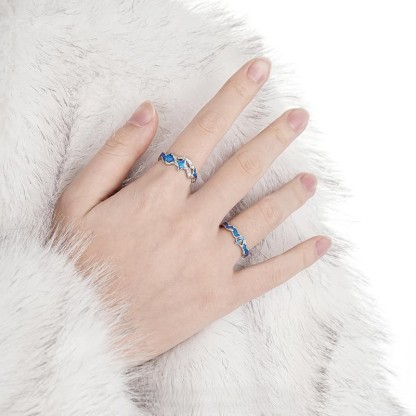 星河之戀藍色滴膠情侶對戒｜輕奢小眾開口指環