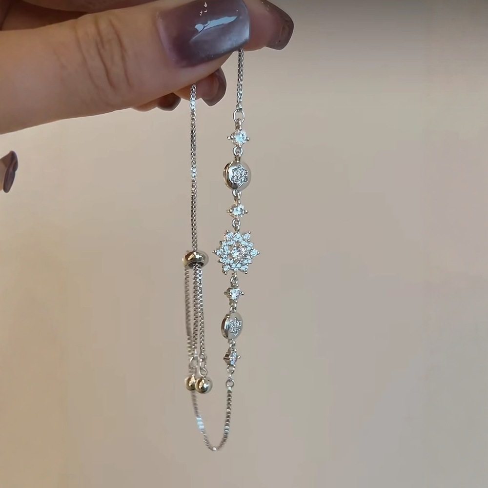 清冷雪花鑽飾抽拉式手鏈