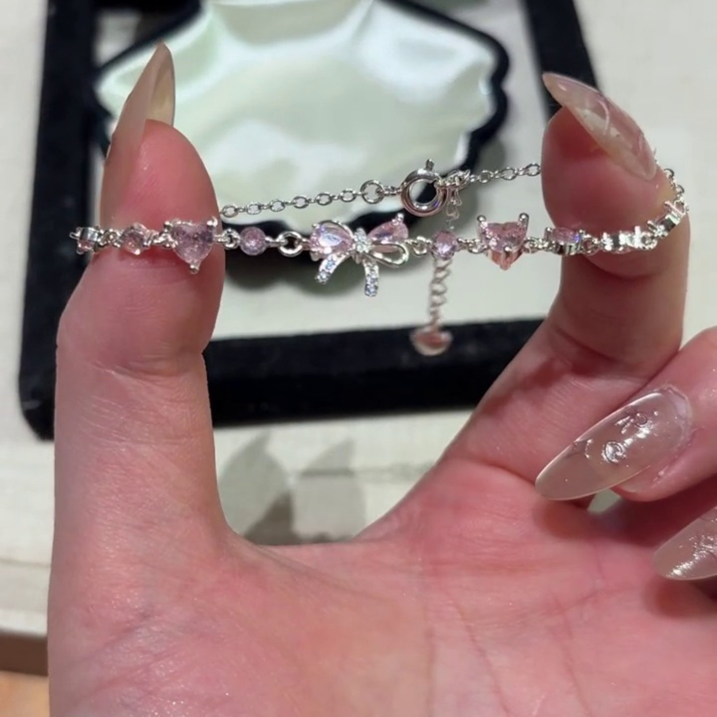 細緻蝴蝶結粉晶感手鍊｜日常溫柔系點綴款