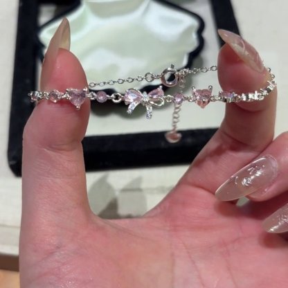 細緻蝴蝶結粉晶感手鍊｜日常溫柔系點綴款