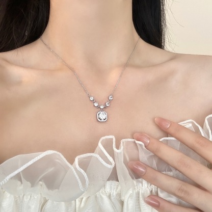 S999足銀方糖項鍊 氣質短鏈鎖骨鍊 女款日常穿搭