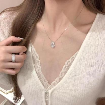 【高冰種白玉髓】S925純銀水滴項鍊 氣質輕奢女款鎖骨鏈